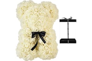 NWSX Orso rosa - Orsacchiotto rosa su ogni orso rosa - Orso floreale perfetto per l'anniversario, madri - Confezione regalo trasparente inclusa! Alto 10 pollici - Oltre 300+ fiori (10in, milk white)