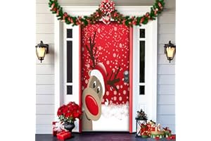 Greenyre Weihnachten Tür Abdeckung Dekoration,91cm x 203cmWeihnachtsmann Tür Decke Weihnachten Tür Hängen Banner Hintergrund, Weihnachtsbanner für Haus Haustür Veranda Weihnachten Deko