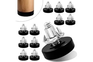 AURIIKOOP 12 Pcs piedini livellatori con filettatura da 1/4 di pollice, Piedini regolabili con dadi a T, Piedini regolabili per mobili, piedini regolabili in altezza per gambe di tavoli, gambe di armadi, divani