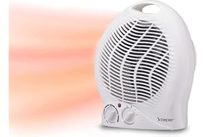 BEPER P203TER202 radiateur soufflant salle de bain, Chauffe-ventilateur, 2000W, 2 Puissances sélectionnables, Chauffe-ventilateur compact avec thermostat réglable, Mode éco et arrêt automatique, Blanc