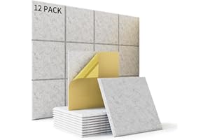SUZAO 12 Pezzi Pannello Fonoassorbente Autoadesivi, Pannelli Insonorizzanti per Pareti Alta Densità 230kg/m³, 30 * 30 * 1cm Pannelli Fonoassorbenti Design per Studi di Registrazione, Uffici, Home Cinema