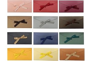 Hyakoz 12 Pièces Enveloppes Colorées Enveloppe Rétro Enveloppe éLéGante Avec Ruban Enveloppe Cadeau Parfait Enveloppe de Couleur pour Fête D'anniversaire, Mariage, Noël, Thanksgiving