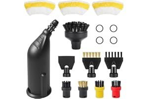 JORTMRD 16 Stück für Kärcher Dampfreiniger Zubehör Easyfix SC1 SC2 SC3 SC4 SC5, Verlängerte Düse, Fugenbürste, Rundbürste, Schaber, Siegel, Mikrofaser-Tücher