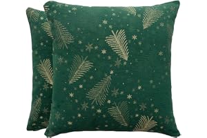 GAMUSI Julörngott set 2 45 x 45 cm - dekorativa kuddfodral soffa med dragkedja Jacquard Lurex garn glänsande andningsbar och mjuk CHRISTREE