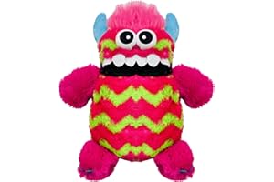 Lizzy Children's Kids Worry Monster 35cm | Soft Plush Toy With Zip Up Mouth Eats Worry Notes Sleep Companion Fluffy Fur With Troll Hair Soft Cuddly Toy For Kids (Pink And Green)