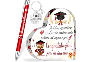 HOWAF Regalo Laurea Donna, Targa Cuore Decorativi Acrilico Placca Ornamenti Laurea, Dottoressa Penna a Sfera, Portachiavi Dottoressa, Regali per Laurea Dottoressa, Gadget Laurea, Bomboniere Laurea