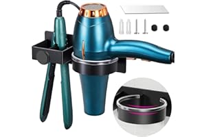 CHAMSUREUK Hair Dryer And Straightener Holder, Hairdryer Holder Station Wall Mounted & Self Adhesive, Shelf Bracket Stand Hanger Organizer Blow Storage With Cable Tidy Rack For Dressing Bathroom Barber Shops