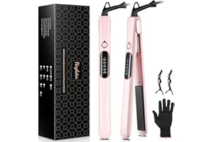 Hair Straighteners for Women, Haglater 2 in 1 Straightener and Curler Ceramic Plates Flat Iron with Adjustable Temperature LCD Display Straightening Styling Tool for Long Hair