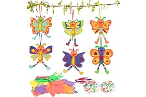 DKINY 12 Käfer Bastelset Kinder DIY Frühling Insekten Mix&Match Bastel-Anhänger mit Perlen Schmetterling Kreativsets und Bastelbedarf zum Basteln und Dekorieren für Junge Mädchen Ostern Frühlingszeit