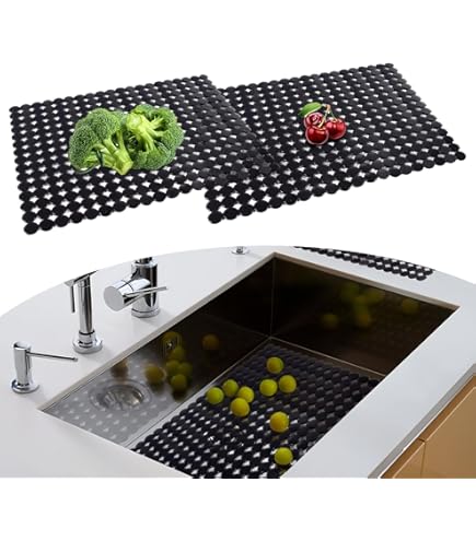 Alfombrilla De Silicona Para Fregadero De Cocina - Antideslizante, Reduce Ruido, Apta Lavavajillas, Negra