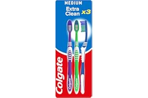 Colgate Palmolive Extra Clean – Cepillo de dientes 2 con 1 libre, Dureza Media, colores surtidos