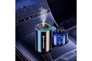 JJII SUNG AI Car Air Freshener Electric Diffuser with 50ml Perfumes (Colognee), Ultrasonic Atomizer, Intelligent 3 Modes, Auto ON/OFF, Rechargeable Battery, Natural Perfume Lasts 5 Months, Car Fragrance BJ-577