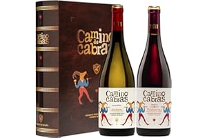 CAMINO DE CABRAS Estuche de vino – Albariño D.O. Rías Baixas Vino blanco + Mencía Crianza D.O. Valdeorras Vino tinto –Producto Gourmet - Vino para regalar - 2 botellas x 750 ml.