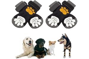 HBINGL 2 Pairs Anti Slip Dog Socks Paws Stop Licking, Cat Paw Protectors with Waterproof Rubber Bottom and Adjustable Straps, Claw for Puppy Indoor Outdoor Hardwood Floor Walking (M)