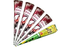 HANUMAN STORE 4 X Henné Pasta 100% naturale Henna Pasta Cones + 1 Henna Cone 100% Natural Chhela, No PPD, EU Certified, 155 g