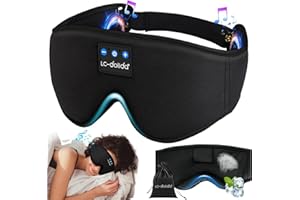 LC-dolida Bluetooth Sleep Mask Headphones for Women Men,100% Blackout 6A Ice Silk Deep Eye Mask Headphones Can Play 14 Hours,Sleep Aids for Adults Eye Covers with Travel Bag & 2 Sleep Earplugs