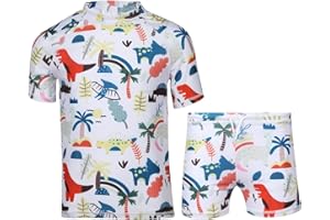 A2Z 4 Kids Boys Girls 2-Piece Swimming Costume Rash Guard Top & Swim Shorts Set Quick Dry Kids Swimsuit Fun Prints Toddlers Pool Water Play Holiday Summer Beachwear 2-14 Years