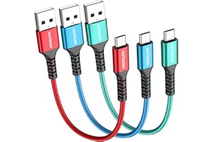 HOTNOW Micro USB Cable 0.3m 3Pack,Short 30cm Android Charger Cable Nylon Braided Fast Charging Cord for Samsung Galaxy S7 S6 S7 Edge S5,Power Bank