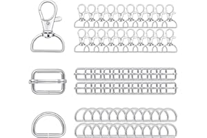 XHYASD 60pcs Bag Making Hardware Kit - Heavy Duty Metal D Rings, Swivel Snap Hooks, Tri-Glide Buckles for DIY Purse Making, Backpack Straps, Pet Collars & Craft Projects