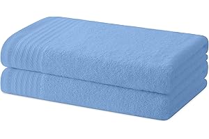 Degrees home – Set mit 2 Bade- oder Duschtüchern – Handtuch-Set – 100% Baumwolle – 480 g/m2 – 130 x 65 cm - HIMMELBLAU