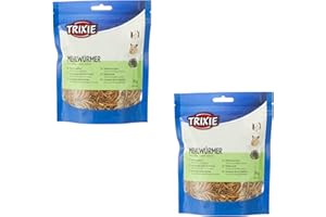 Trixie gusanos de la harina | Paquete Doble | 2 x 70 g | Alimento complementario para pequeños roedores | También adecuado para pájaros y reptiles insectívoros | Secados suavemente y rico en proteínas