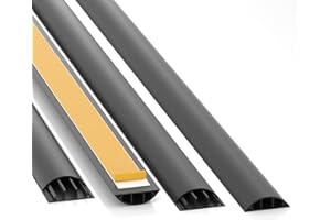 CILSON Canaleta para cables autoadhesiva, semicircular, listón de cables, 70 mm x 20 mm x 30 cm, negro