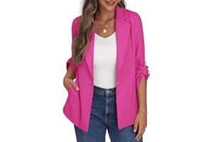 PrinStory Blazer Für Damen Verstellbare Ärmel Longblazer Geschäft Büro Blazer Anzug Sportlich Jack Trenchcoat