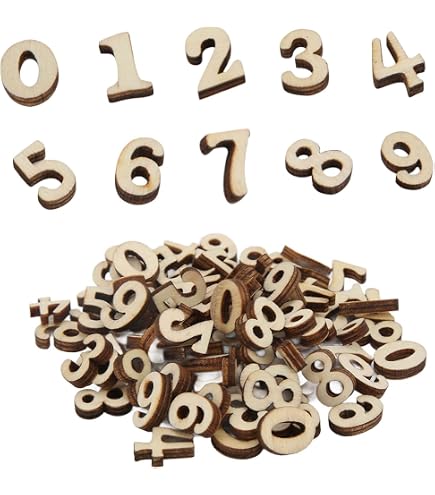 Lot De 100 Chiffres En Bois 0-9 - 12-15 Mm, Pour Bricolage, Décoration, Apprentissage