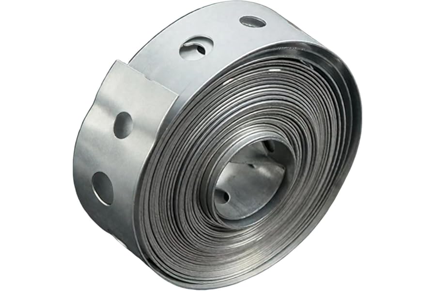 Heavy Duty Galvanised Steel Fixing Strap 10FT | 3/4 Inch Perforated Metal Band with Pre-Drilled Holes for Fence Brackets, Pipe Supports, Solar Panel Mounting & DIY Builder Projects (1 pc Silver)