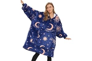 THREE POODLE Felpa Coperta Oversize Donna，Felpa Pile Giganti Coperta con Maniche e Cappuccio, Coperta pile con Maniche, Felpe di Pile Taglia Unica