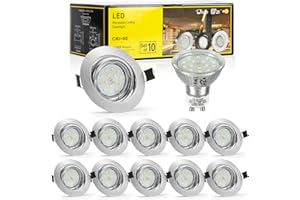 Bojim Spot LED Encastrable Plafond Orientable, 10 x 6W Éclairage Encastré GU10 Blanc Neutre 4000k Spot Plafond 550LM Equivalente de 54W 120°d'éclairage 220V Métal Nickel Non Dimmable IP20