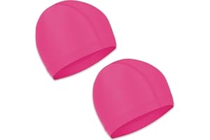 OLICKY 2 Pcs Elastic Swim Caps Comfortable Non-slip Fabric Swimming Hat Lightweight Bathing Caps for Women Men Kids to Swimming