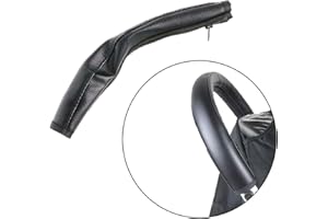Wenxiaw Rivestimento per Passeggino in Pelle PU Impugnatura Antipolvere Copertura Copri Maniglia per Passeggino con Cerniera Rimovibile, Impermeabile, Accessori per Passeggini, Nero