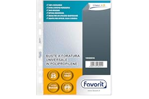 Favorit 100460018 Lot de 25 enveloppes de perçage universelles transparentes 15 x 21 cm