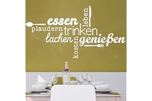 ‎DESIGNSCAPE DESIGNSCAPE® Wandtattoo Essen Trinken Genießen | Wandtattoo Küche Esszimmer | Farbe: schwarz | Größe: groß (140 x 75 cm)