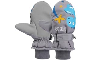 QKURT Gants de Ski Enfants, Moufles de Ski Fille Garçon Gants Chaud Hiver Moufles Coupe-Vent Respirant Snowboard pour Vélo Équitation Patinage Garçons Filles 4-9 Ans