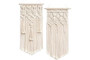 ‎MKOUO Mkouo 2Pcs Makramee gewebte Wandbehang Boho Chic Bohemian Home Geometric Art Decor - Schöne Wohnung Dorm Room Decoration, Small Size 45.7cm（L x 24cm(W)
