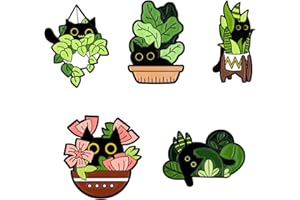 Wekuw 5 Stücke Entzückende Emaille-Katzenbrosche Katzen-Emaille-Brosche Oenothera Emaille Anstecknadel Cartoon-Brosche Emaill Pin Geeignet für Dekorative Revers, Kleidung, Rucksäcke, Jacken, Hüte