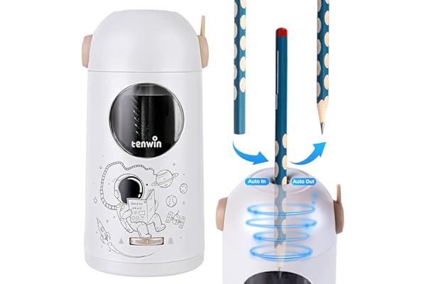 tenwin Taille-crayon électrique rechargeable entièrement automatique, adapté aux crayons de 7 à 11,5 mm & crayons de couleur, portable et sûr pour les la maison, le bureau, l'école (Argent)
