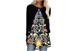 HAOLEI Christmas Sweatshirt for Women UK Funny Novelty Graphic Snowman Santa Jumper Longline Tunics Crew Neck Baggy Long Sleeve Xmas Pullover Blouse T Shirt Tops for Ladies Clearance