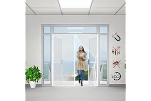TTMLED Magnetic Screen Door, 125x205cm Fly Door Screen Easy to Install Close Automatically Suitable for Living Room/Outdoor/Kitchen/Bedroom(White)