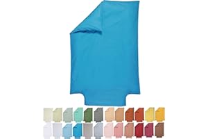 P'tit Basile Housse de Couette 100x135 ou 100x140 cm - 100% Coton Bio 57 Fils certifié sans substances nocives - Bleu Nordique - Idéal pour lit bébé 60x120 70x140 cm - Rabat pour Border