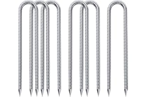 DN DENNOV Ancres de Sol en J/U Hook, Piquets de Tente en Acier galvanisé,piquets de Fixation avec Crochet en J, 12 Pouces Trampoline auvent ancrage au Sol en Acier très résistant (U-6PACK)