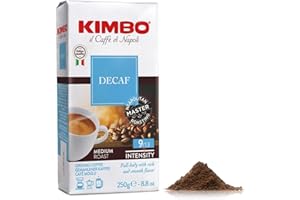 Kimbo Coffee, Espresso Decaf, Decaffeinated Italian Ground Medium Roast, 9/13, 1 x 250g