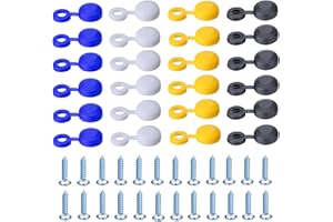 ANGELEMM 48PCS Car Number Plate Screws and Caps - Number Plate Fixing Kit, 𝙉𝙪𝙢𝙗𝙚𝙧 𝙋𝙡𝙖𝙩𝙚 Fixings, Black, White, Yellow and Blue (6 Each Color)