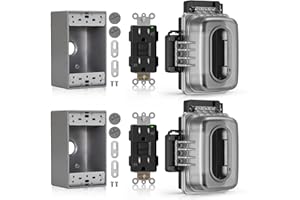 ELEGRP Outdoor GFCI Outlet with in Use Cover and Box Kit, 1 Gang, 15 Amp TRWR Self-Test GFI Receptacle, Extra Duty Metallic Electrical Outlet Box, Lockable in Use Cover, UL Listed, Black, 2 Pack