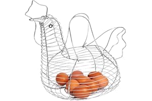ROMOTE Panier à œUfs En Fil Chromé En Forme De Poule Panier A Oeuf Rangement Oeuf Range Oeuf Panier Oeuf