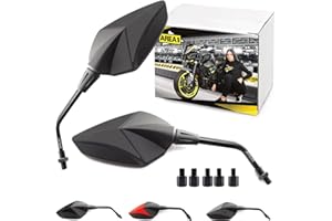 Area1 Zestaw lusterek wstecznych premium do motocykla, matowy czarny, (prawe i lewe), certyfikat E, 2 x M10, gwint prawy. Kompatybilne z KTM, Honda, Kawasaki, KSR, Suzuki, Triumph, Aprilia, Ducati,