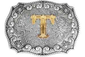 LKMY Herren-Gürtelschnallen, englischer Buchstabe in 3D, Westernstil, Cowboy-Alphabet, Initiale, Gürtelschnallen für Herren