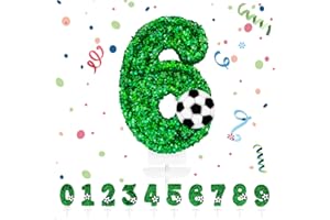 PARTYHAUSY Candele Compleanno 6 Anno,3D a Calcio Candele, Numero 6 Candele di Compleanno Verde Calcio Candele Torta Decorazione, Adatto A Feste di Compleanno Festa Baby